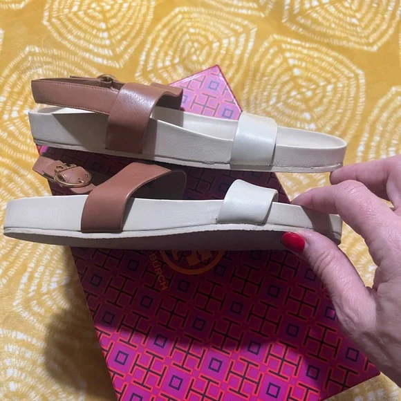 Tory Burch Tan and Cream Sandals - Picture 2 of 4